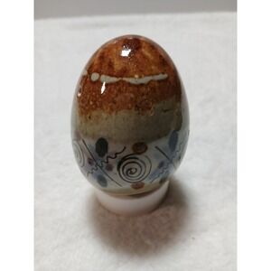 Abstract  Brown Cream Heavy Glazed Porcelain Ceramic Egg  Decor